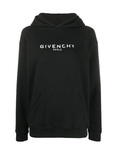 Shop Givenchy Logo Vintage Hoodie In Black