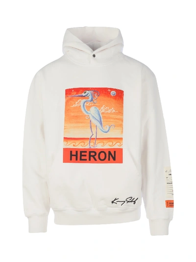 Shop Heron Preston Classic Hoodie Ks Heron In White Orange