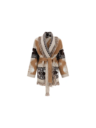 Shop Alanui Icon Ws Cardigan In Rhum Camel