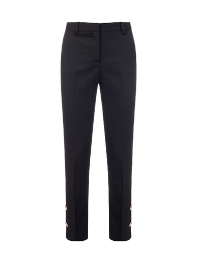 Shop Versace Logo-buttons Wool Trousers In Nero