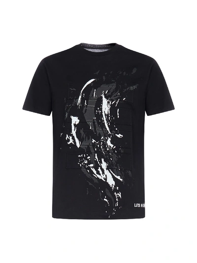 Shop Les Hommes Splash Logo Print Cotton T-shirt In Black