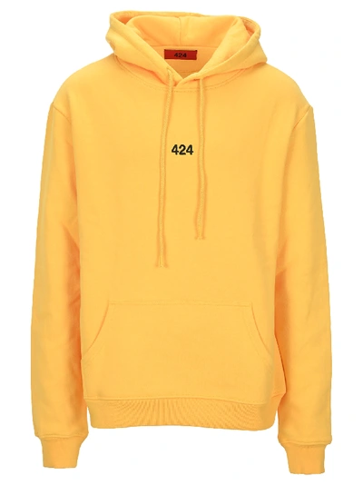 Shop Fourtwofour On Fairfax 424 Embroidered Logo Hoodie In Yellow