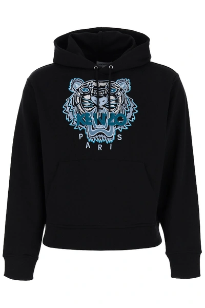 Shop Kenzo Tiger Embroidery Hoodie In Noir (black)