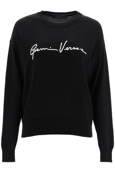 Shop Versace Gv Signature Sweater In Nero (black)