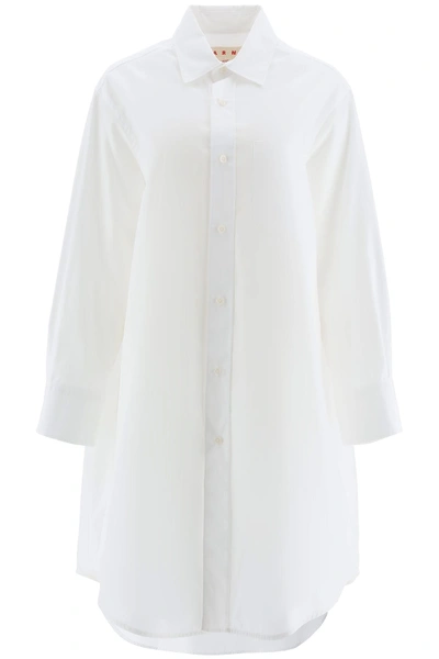 Shop Marni Maxi Shirt Dress In White (white)