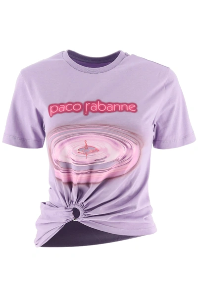 Shop Paco Rabanne T-shirt With Knot In Purple (purple)