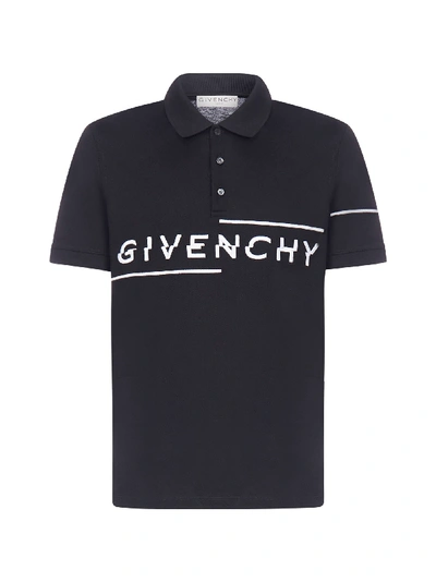 Shop Givenchy Logo Cotton Polo Shirt In Black