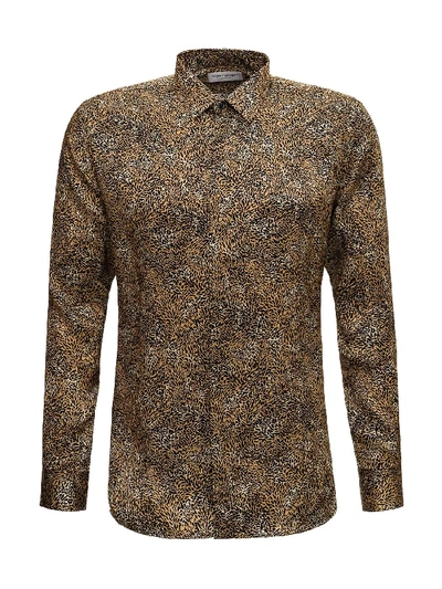 Shop Saint Laurent Leopard Shirt In Brown