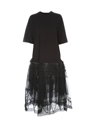 Shop Simone Rocha Tutu T-shirt Dress W/embroidered Overlay In Black Black