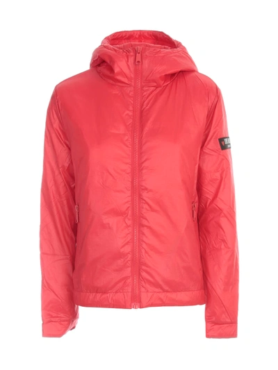 Shop Love Moschino Short Padded Jacket W/logo On Sleeve In Red