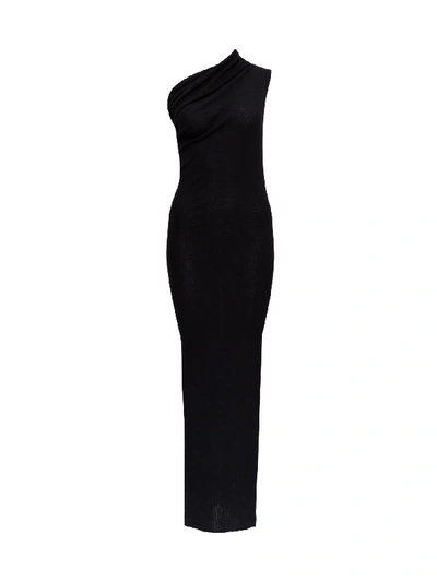 Shop Rick Owens One-shoulder Dress In Ribbed Knit In Black