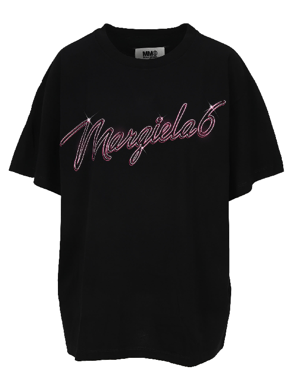 Mm6 Maison Margiela Mm6 Logo Print T-shirt In Black | ModeSens