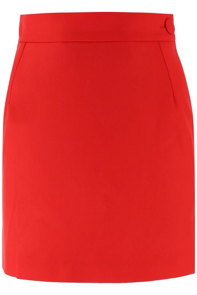 Shop Attico Wool Mini Skirt In Rosso (red)