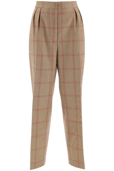 Shop Marni Checkered Trousers In Tobacco (beige)