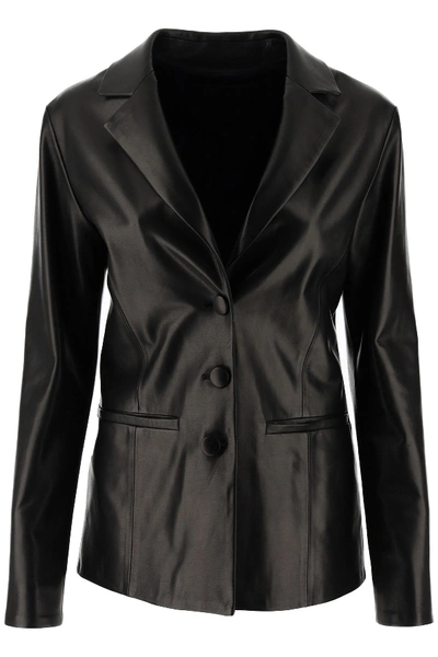 Shop Drome Leather Blazer In Black (black)