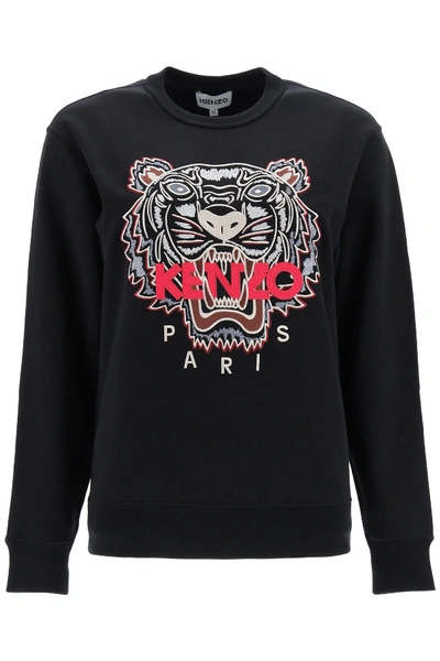 Shop Kenzo Sweatshirt With Tiger Embroidery In Noir (black)