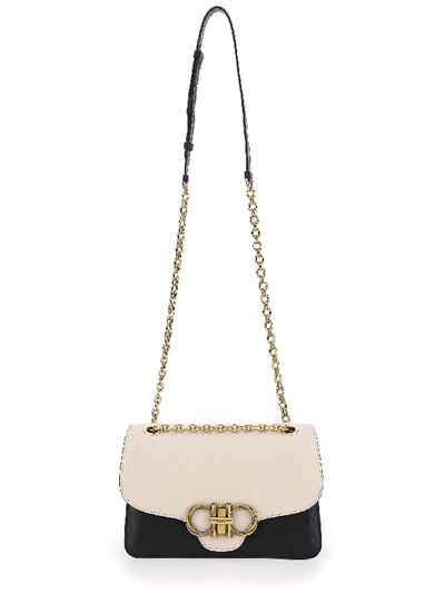 Shop Ferragamo Shoulder Bag In Bone Nero Nero