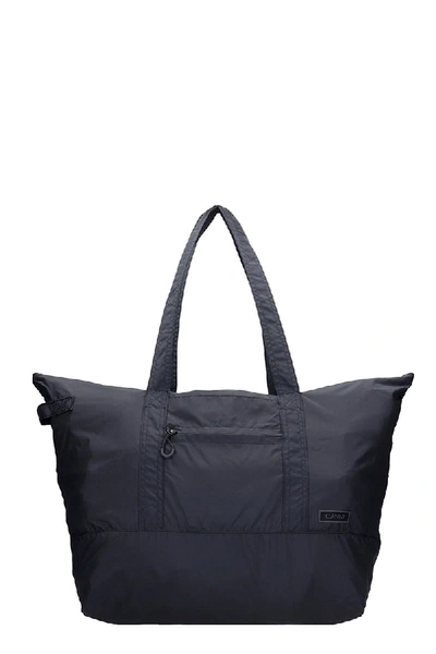 Shop Ganni Packable Tote Tote In Black Polyester