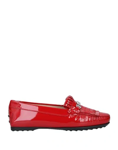 Shop Tod's Woman Loafers Red Size 5 Soft Leather