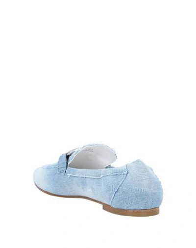 Shop Tod's Woman Loafers Blue Size 8 Textile Fibers