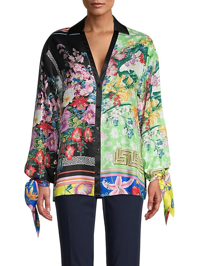 Shop Versace Eastern-print Silk Shirt In Multicolor