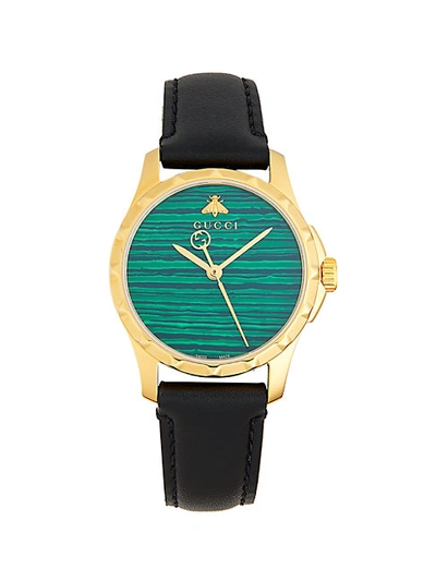 Shop Gucci Goldtone Stainless Steel & Leather-strap Watch