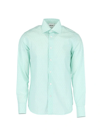 Shop Brioni Regular-fit Patterned Cotton Sport Shirt In Aqua White