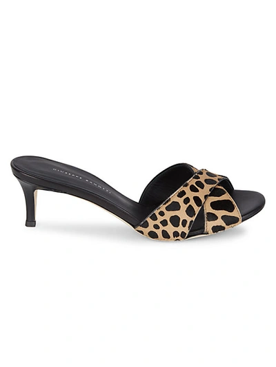 Shop Giuseppe Zanotti Women's Leopard-print Calf Hair Slide Sandals