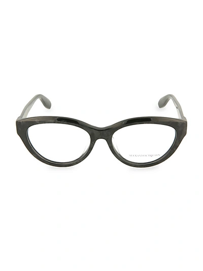 Shop Alexander Mcqueen 55mm Blue Light Core Cat Eye Reading Glasses In Grey