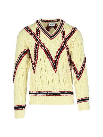 Shop Brioni Cable-knit Wool Sweater In Lemon Red