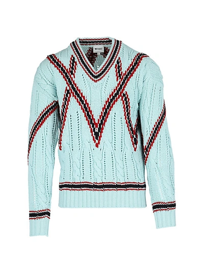 Shop Brioni Cable-knit Wool Sweater In Aqua Red