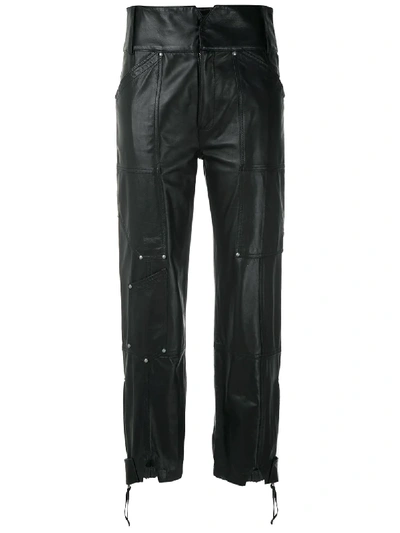 Shop Andrea Bogosian Leather Rich Cropped Trousers In Black