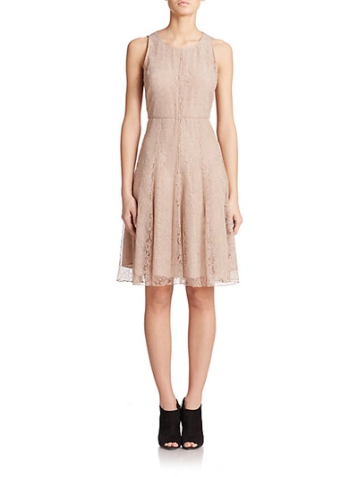 Shop Burberry Valentina Lace A-line Dress In Nude