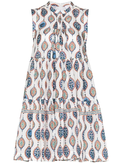 Shop Chloé Ceramic-print Tiered Mini Dress In White