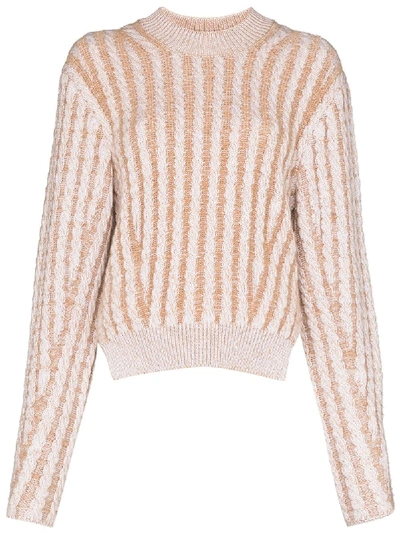 Shop Chloé Two-tone Cable-knit Jumper In Neutrals