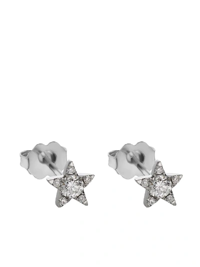 Shop Maria Tash 18kt White Gold Diamond Star Hoop Earring In Silver