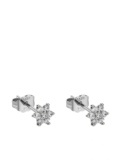 Shop Maria Tash 5.5mm 18kt White Gold Diamond Flower Stud Earring In Silver
