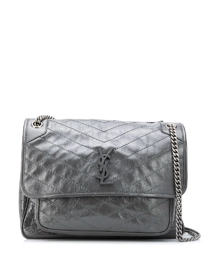 Shop Saint Laurent Niki Shoulder Bag In Grey