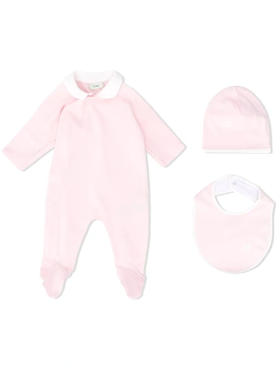Fendi Pajamas, Hat And Bib Set In Pink