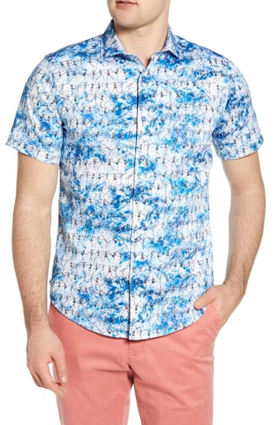Shop Robert Graham After Party Skeleton Print Short Sleeve Button-up Shirt In Multi