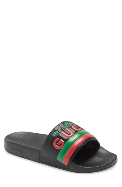 Shop Gucci Pursuit Original Logo Slide Sandal In Great White