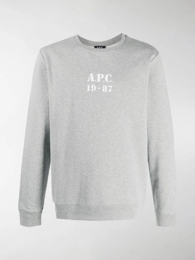 Shop Apc Logo Long-sleeve Sweatshirt In Grey