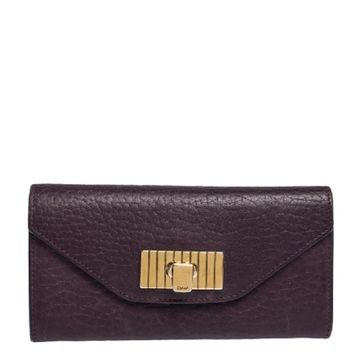 Pre-owned Chloé Purple Leather Sally Continental Wallet