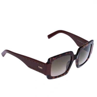 Pre-owned Tod's Burgundy Tortoise Gradient To 213 Square Sunglasses