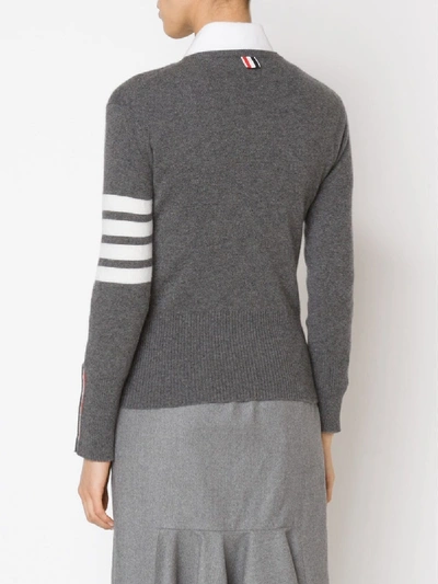 Shop Thom Browne Cashmere Cardigan In Grey