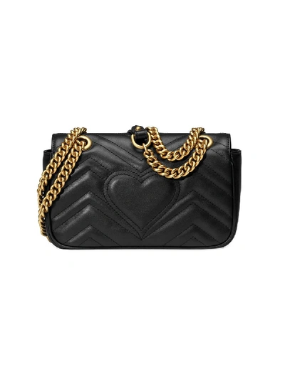 Shop Gucci Gg Marmont Mini Leather Shoulder Bag In Black