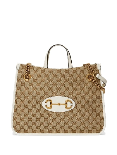 Shop Gucci Horsebit Shopping Bag In White