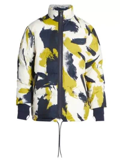 Shop Kenzo Paint-print Puffer Jacket In Lime