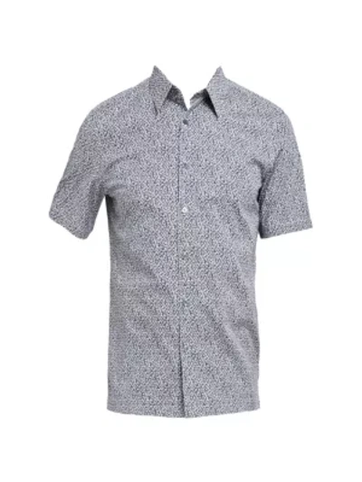 Shop Theory Irving Standard-fit Cast Print Sport Shirt In Air Force Blue