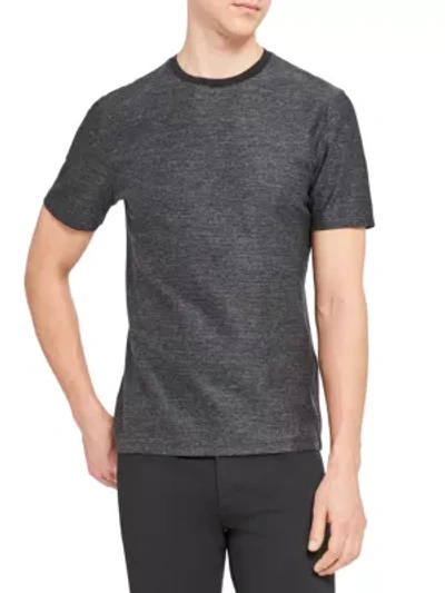 Shop Theory Men's Milan Standard-fit Micro Grid Check T-shirt In Black White Grey